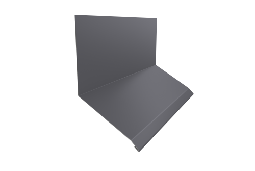 Планка примыкание верхнее к стене фальц 150х130х20 0,5 Satin с пленкой RAL 7004 сигнальный серый (2м)