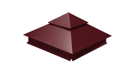 Колпак на столб двойной 390х390мм 0,45 PE с пленкой RAL 3005 красное вино