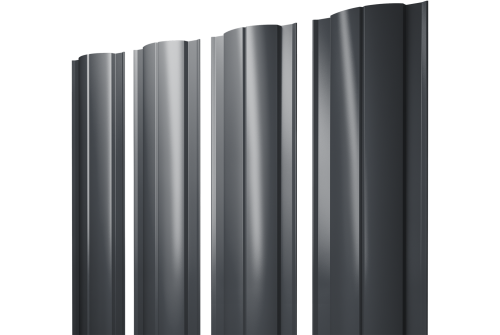 Штакетник Круглый с прямым резом 0,45 PE-Double RAL 7024 мокрый асфальт