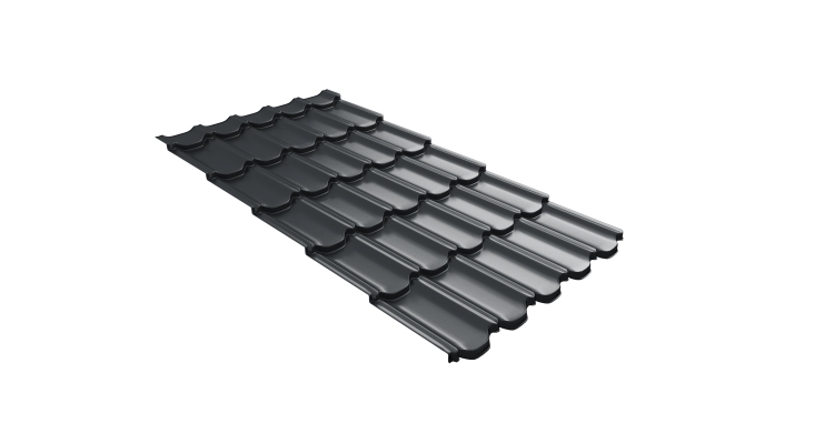 Металлочерепица  квинта плюс Grand Line c 3D резом 0,5 Drap RAL 7016 антрацитово-серый