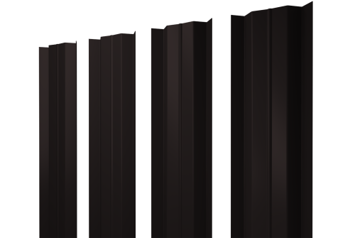 Штакетник М-образный В с прямым резом 0.5 Satin RAL 9005 черный темный