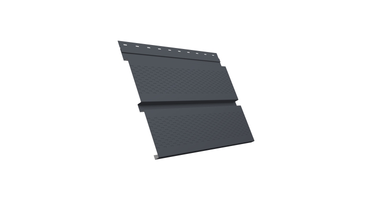 Софит металлический Квадро Брус с перфорацией 0,5 Satin с пленкой RAL 7024 мокрый асфальт